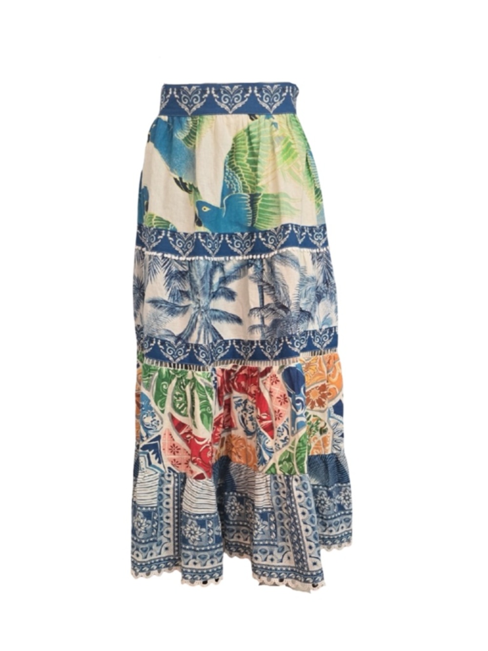 Farm Rio Blue Tile Maxi Skirt Size L